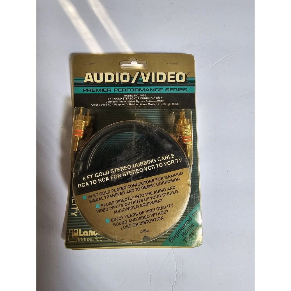 Lance Industries 6ft Gold Stereo Vcr Dubbing Cable Model No Avs6